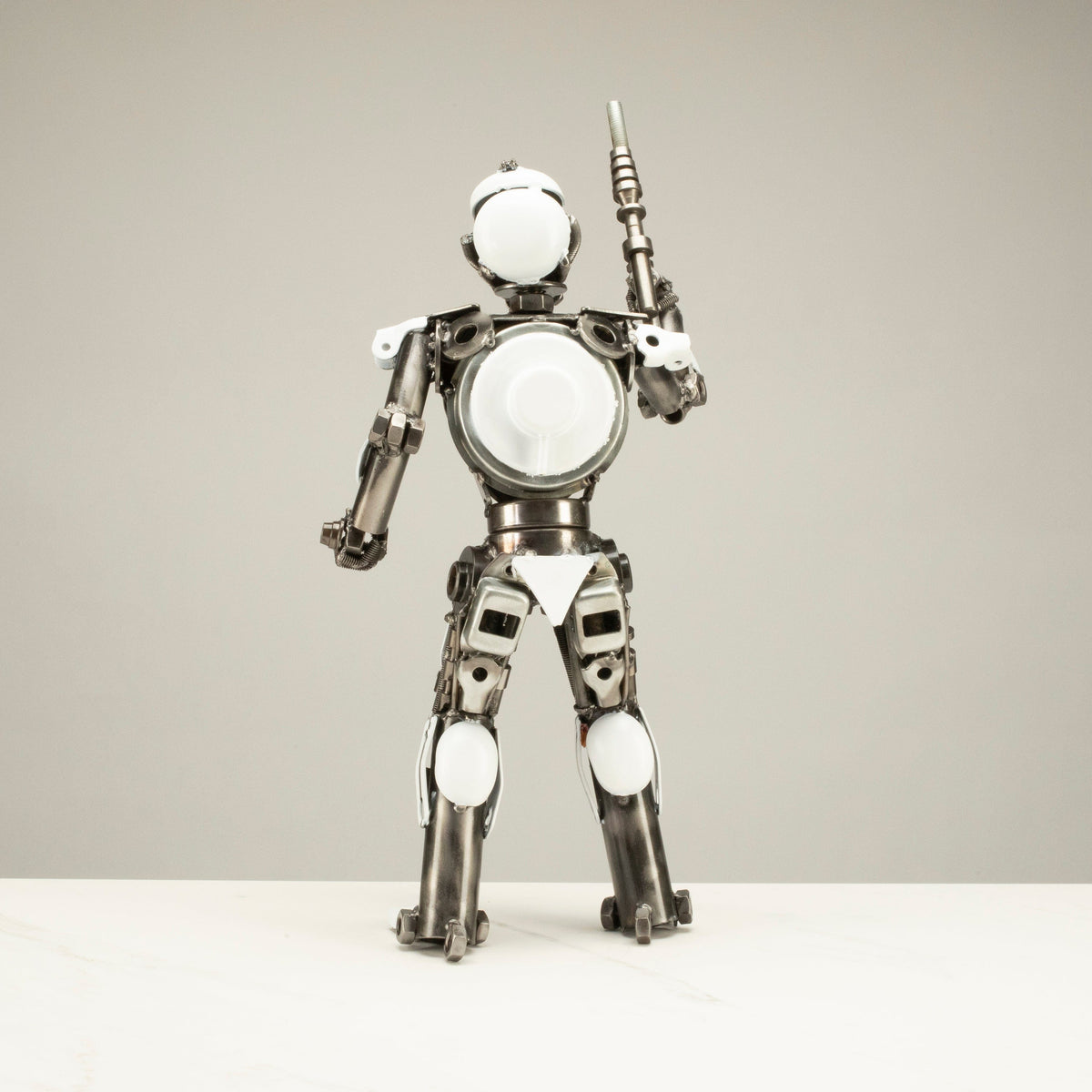 16" Stormtrooper Inspired Recycled Metal Sculpture — Vault 88 recycled metal art