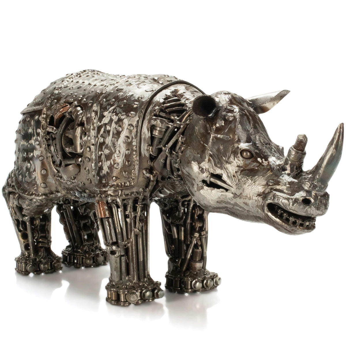 Rhino Recycled Metal Art Sculpture — Vault 88 recycled metal art