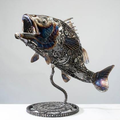 22" Koi / Largemouth Bass Fish Recycled Metal Art Sculpture