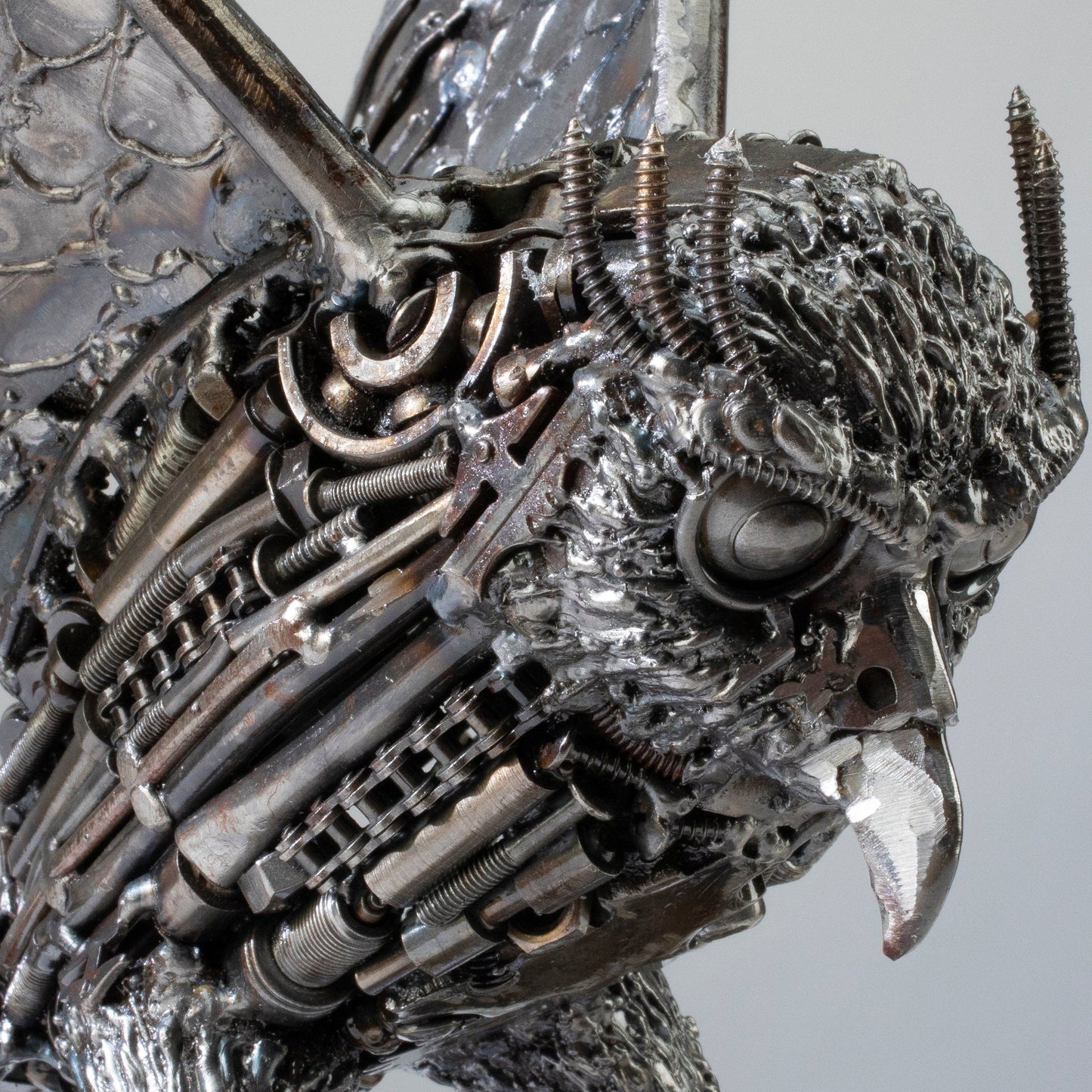 Owl metal sculpture rear view