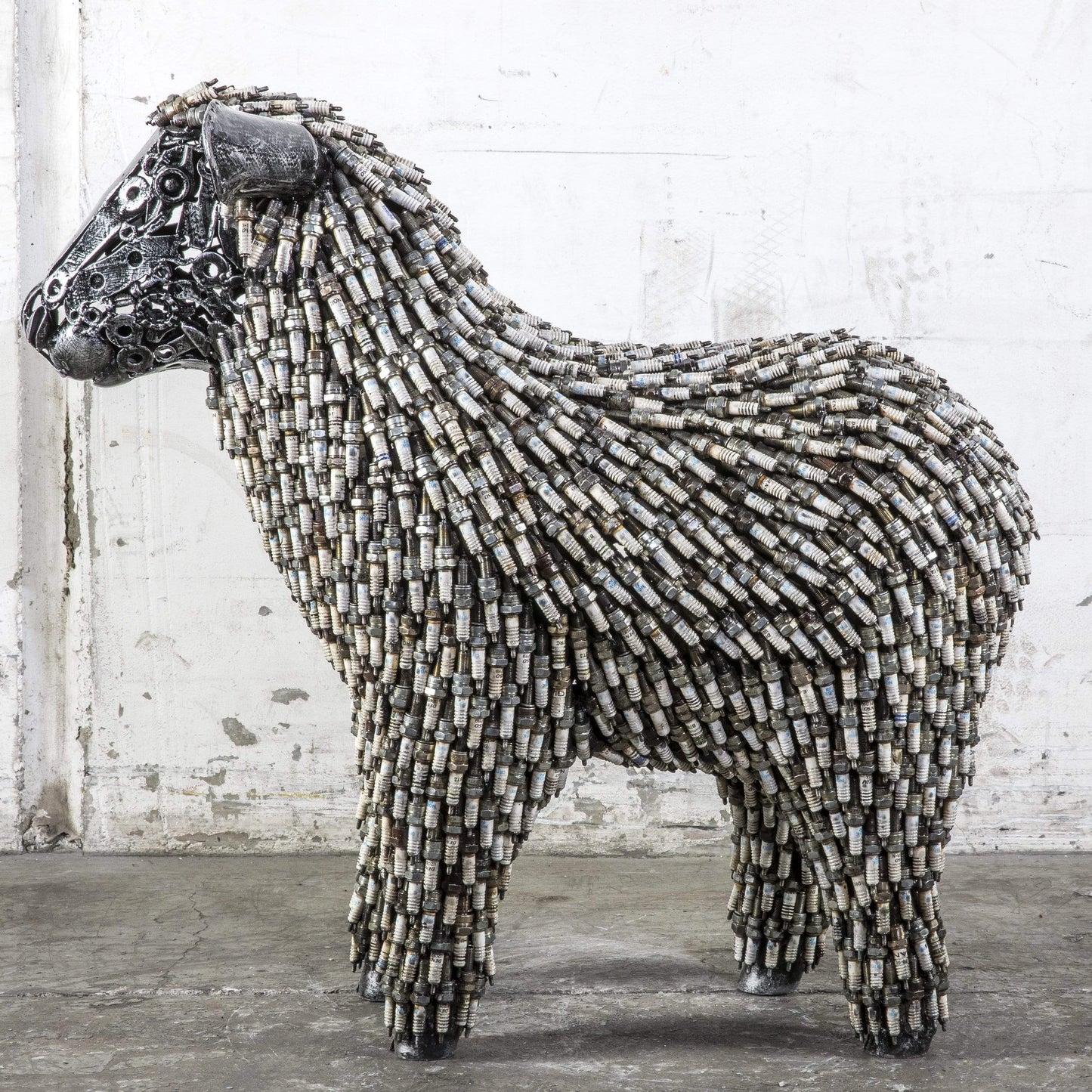 Spark plug sheep sculpture rear view