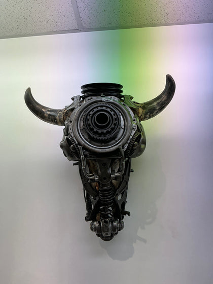 Bull Skull Recycled Metal Sculpture — Edition S161