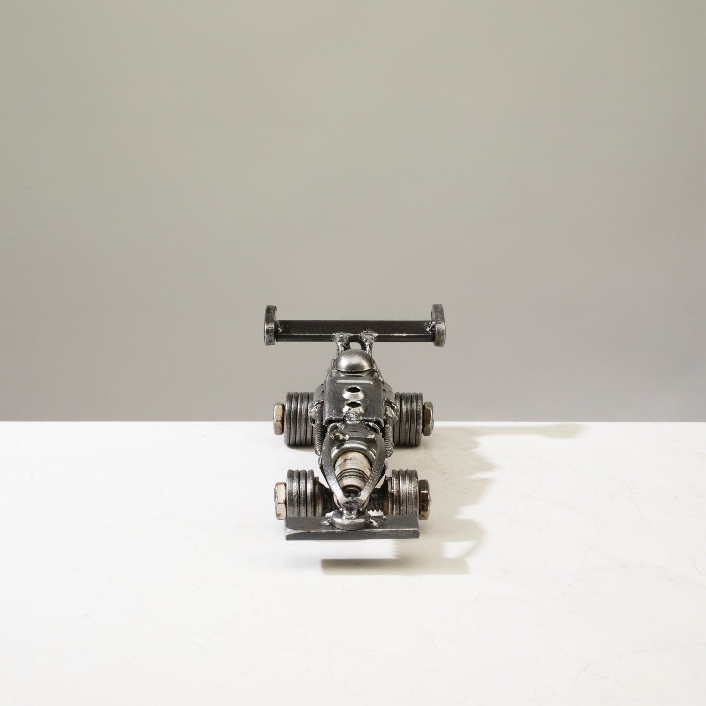 Mini F1 metal car angle view