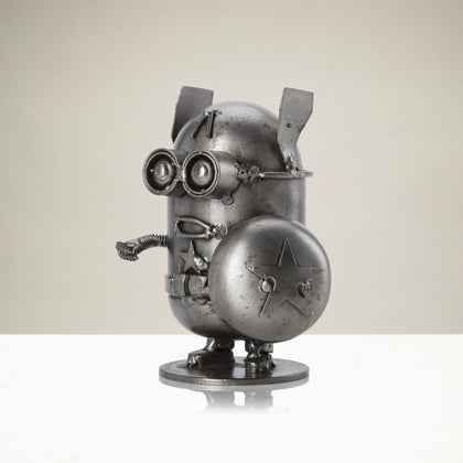 Minion Captain America Inspired Recycled Metal Sculpture
