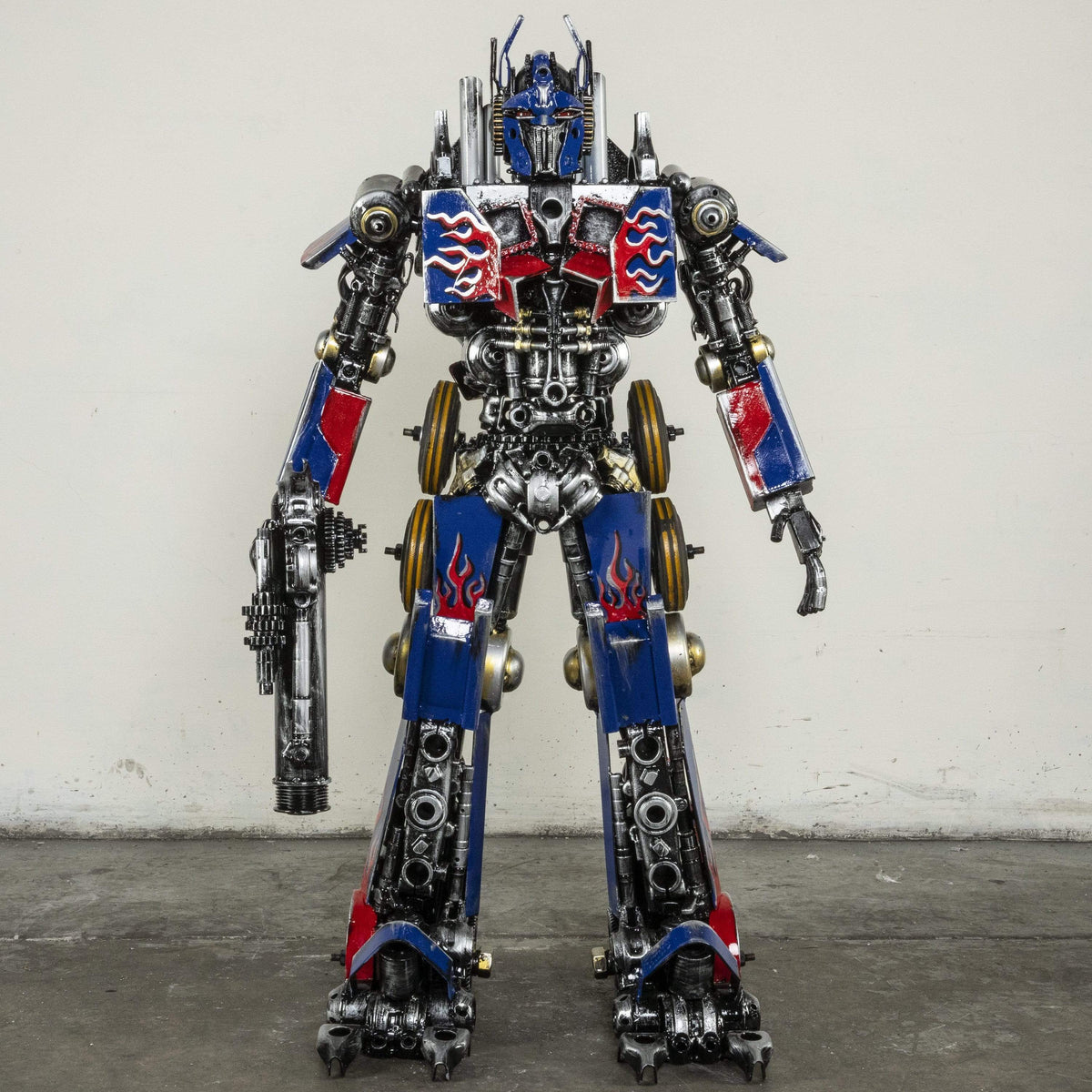 Transformers-inspired metal art — 44-inch Optimus Prime inspired recycled metal sculpture — Vault 88