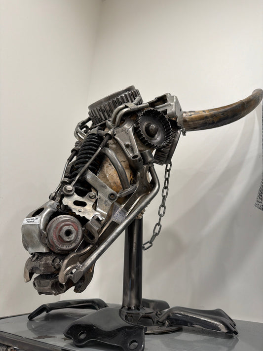 Bull skull recycled metal sculpture edition S197 — Vault 88