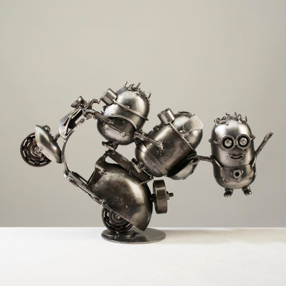 Minion Party Moped Inspired Recycled Metal Sculpture — Vault 88 recycled metal art