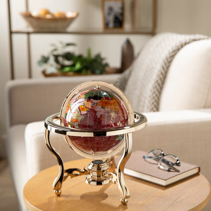 11" Tall Gemstone Globe with 6" Tanzanite Ocean on 24k Gold Plated Stand — Vault 88