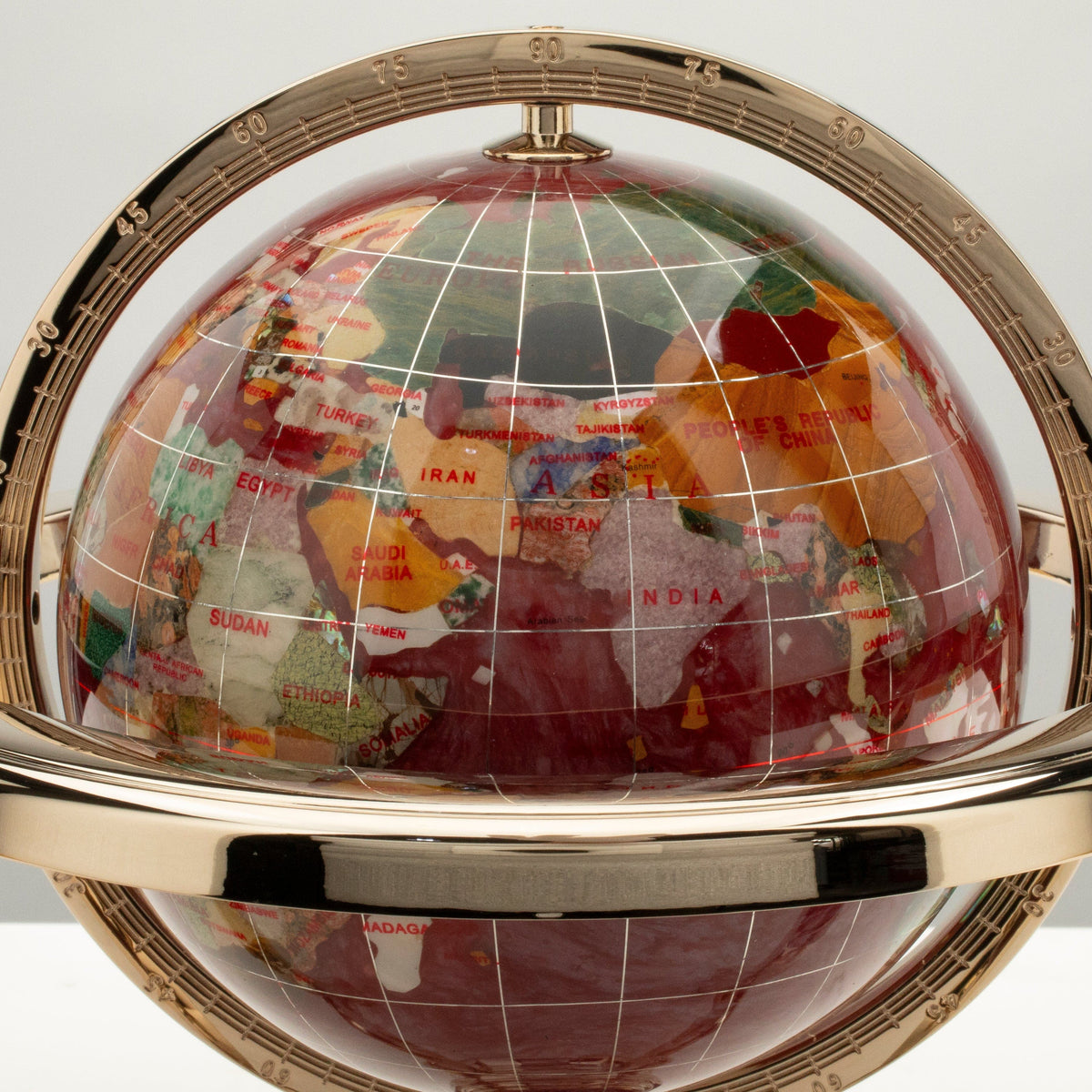 11" Tall Gemstone Globe with 6" Tanzanite Ocean on 24k Gold Plated Stand — Vault 88