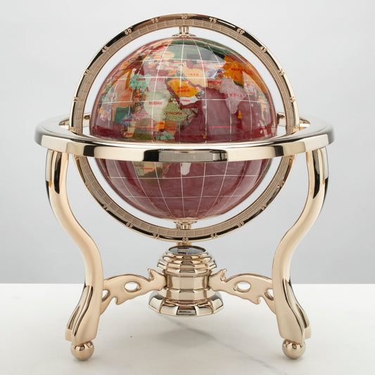 11" Tall Gemstone Globe with 6" Tanzanite Ocean on 24k Gold Plated Stand — Vault 88