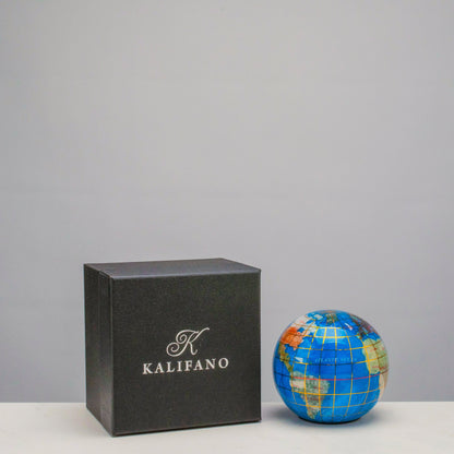 3" Gemstone Globe Paperweight with Bahama Blue Opalite Ocean — Vault 88