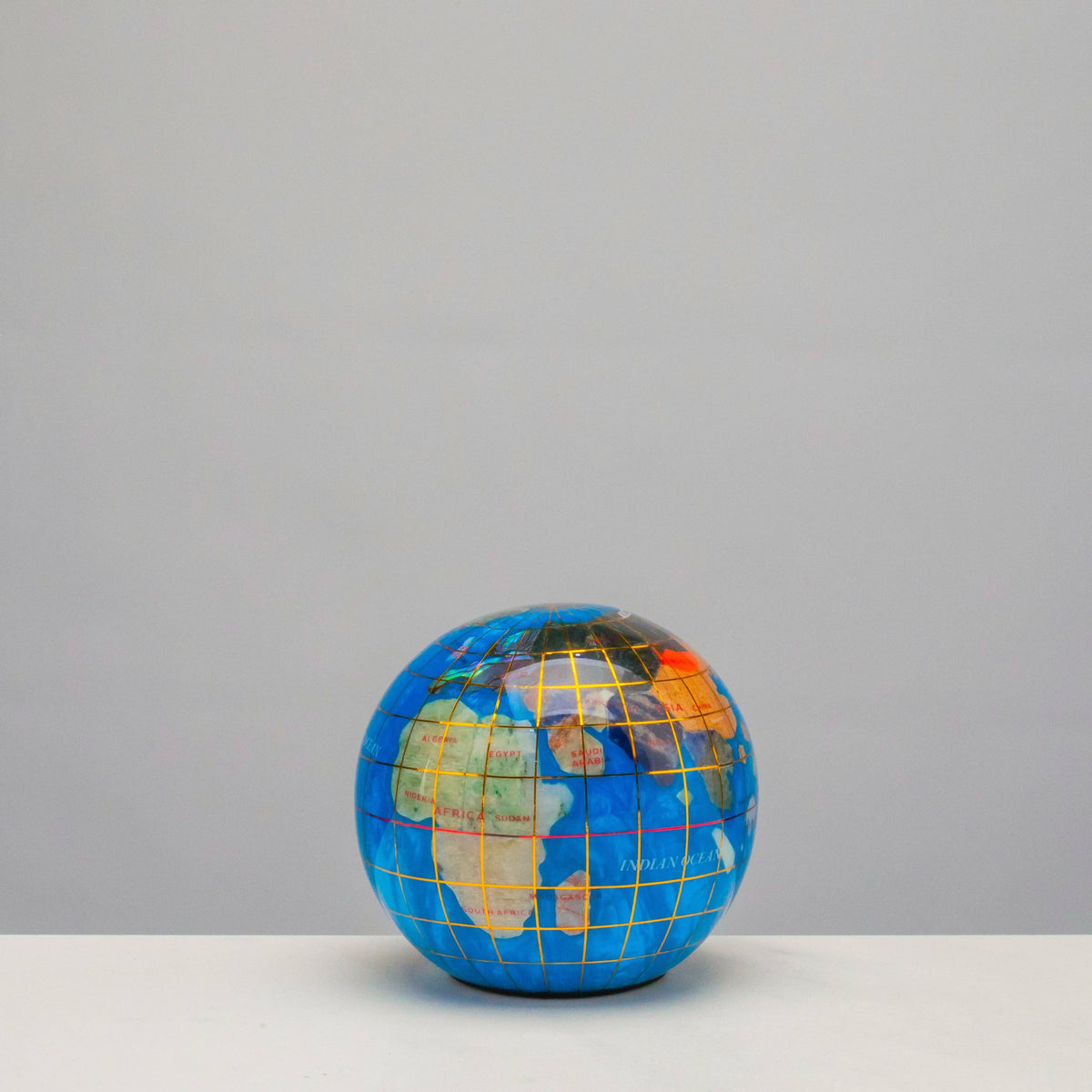 3" Gemstone Globe Paperweight with Bahama Blue Opalite Ocean — Vault 88