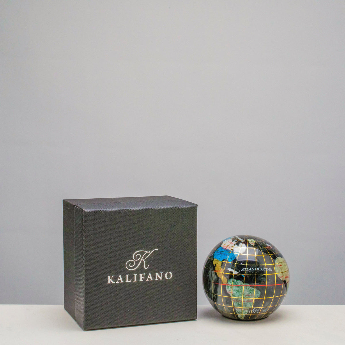 3" Gemstone Globe Paperweight with Black Opal Opalite Ocean — Vault 88