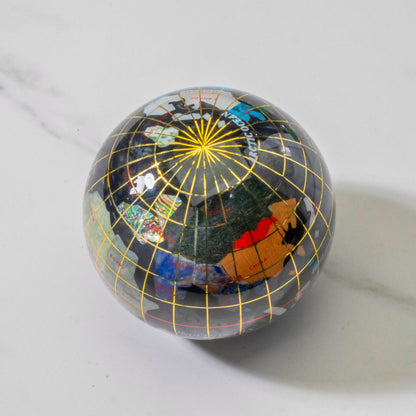 3" Gemstone Globe Paperweight with Black Opal Opalite Ocean — Vault 88