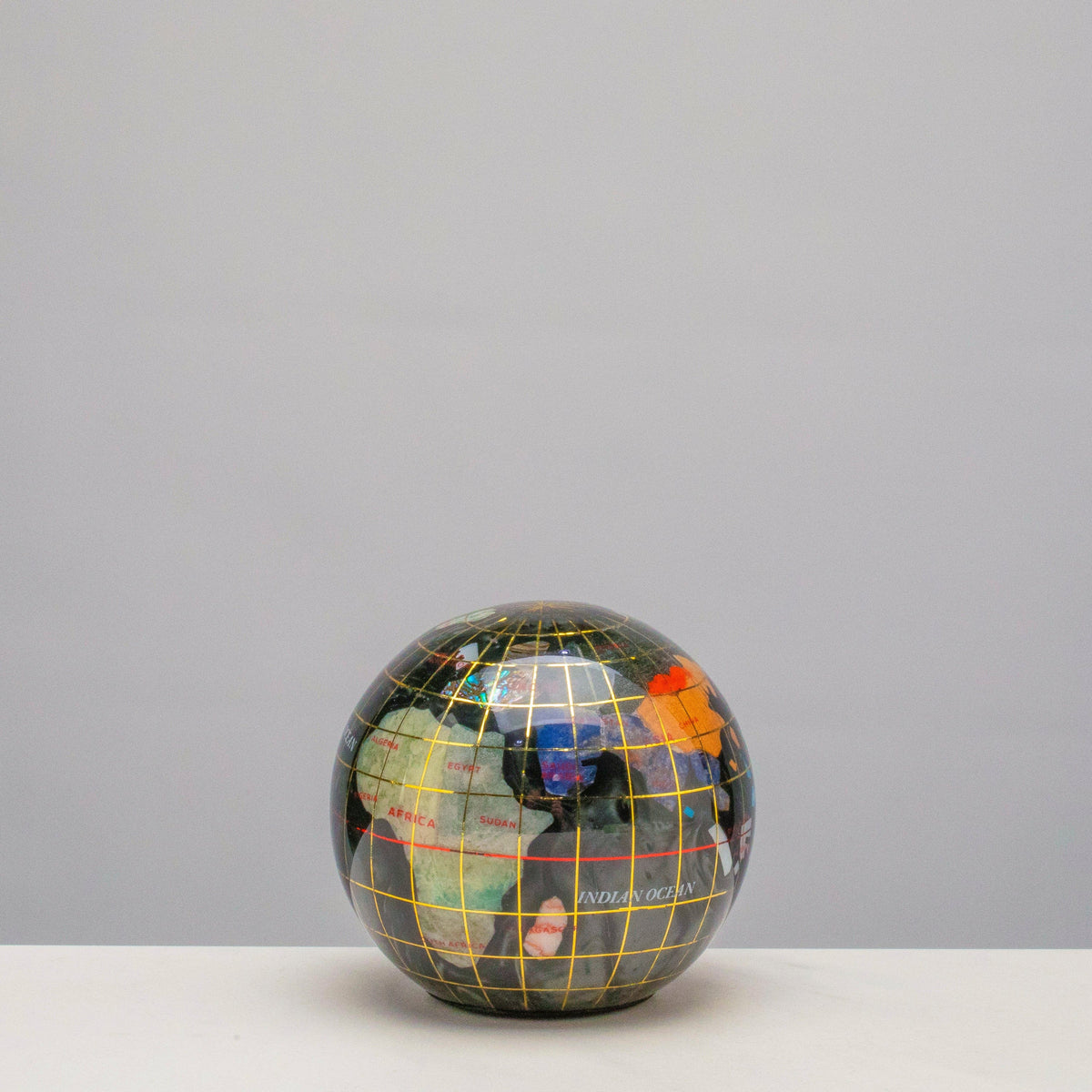 3" Gemstone Globe Paperweight with Black Opal Opalite Ocean — Vault 88
