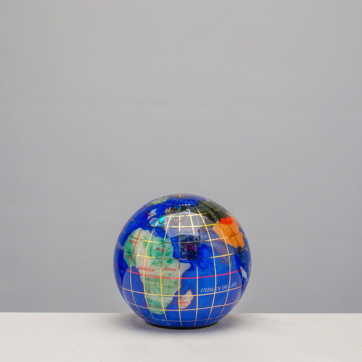 3" Gemstone Globe Paperweight with Caribbean Blue Opalite Ocean — Vault 88