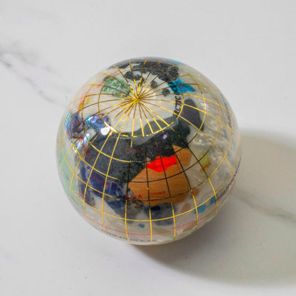 3" Gemstone Globe Paperweight with Opal Opalite Ocean — Vault 88