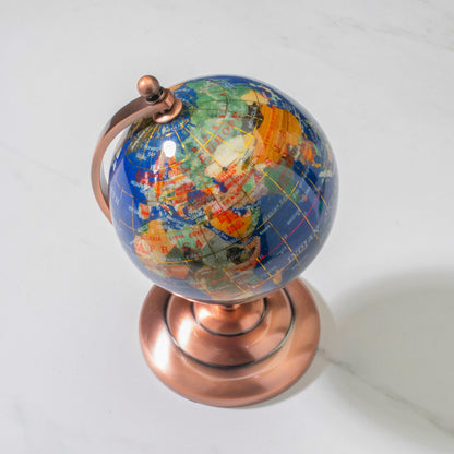 7.25" Gemstone Globe, Lapis Ocean, Copper Stand — Vault 88