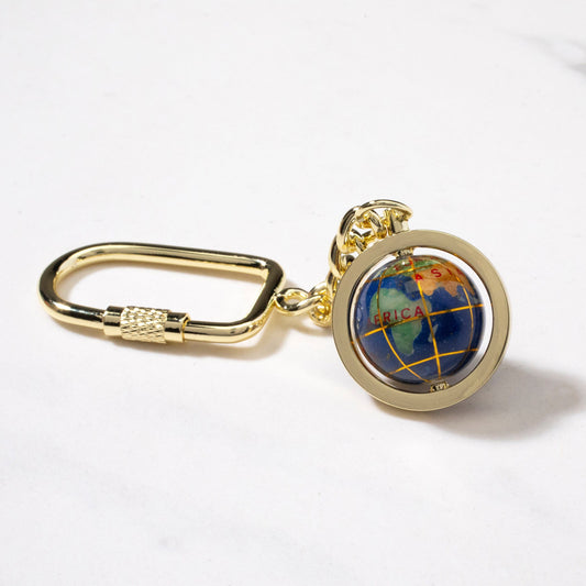 Gemstone Globe Keychain with Lapis Ocean — Gold — Vault 88