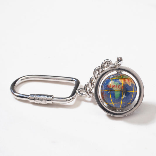 Gemstone Globe Keychain with Lapis Ocean — Silver — Vault 88