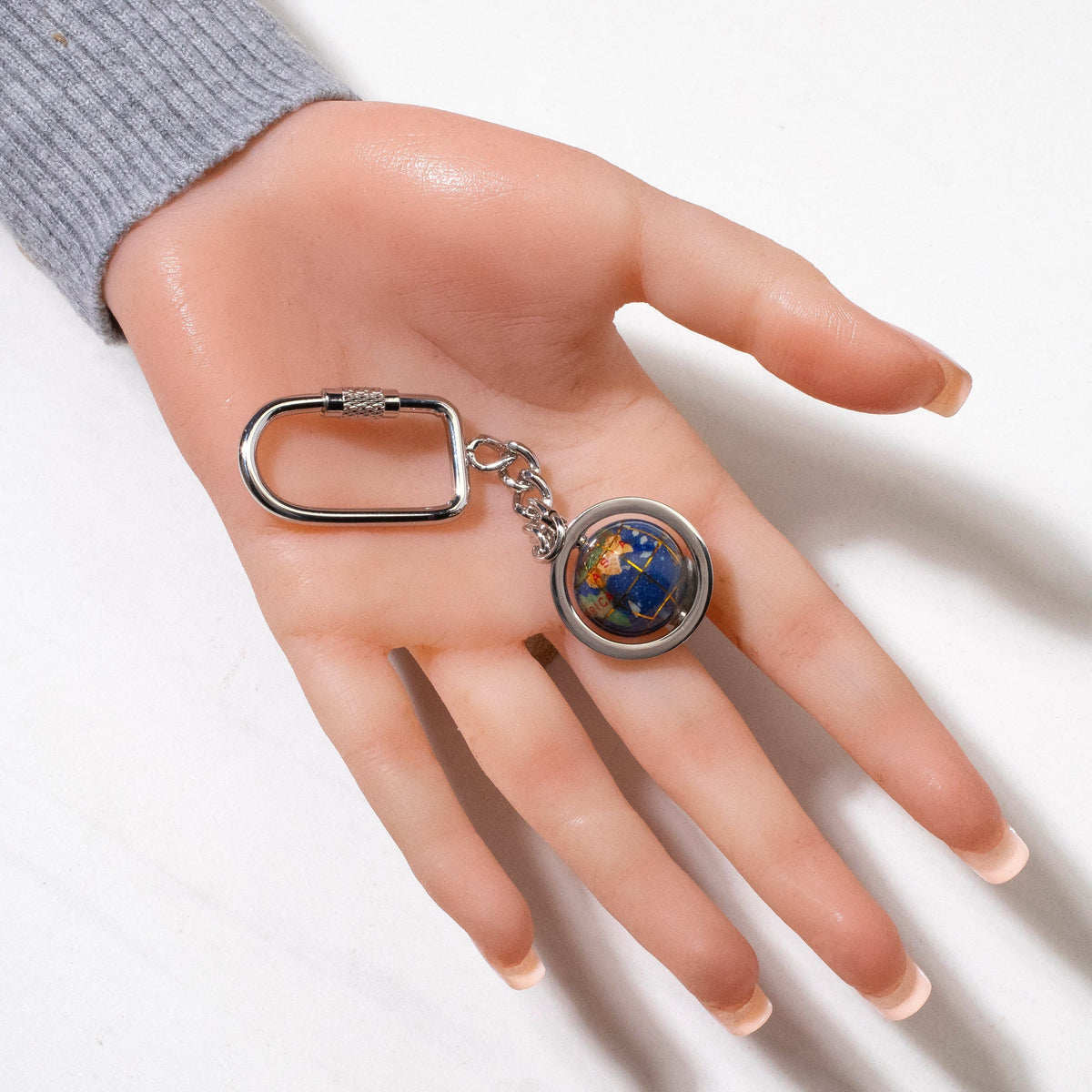 Gemstone Globe Keychain with Lapis Ocean — Silver — Vault 88
