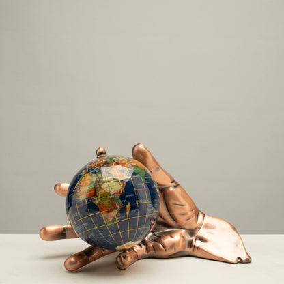 World In Your Hand - Gemstone Globe with Lapis Ocean Embraced with Copper Base — Vault 88