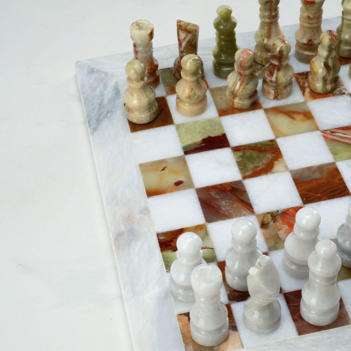 Green Onyx Hand-Carved Chess Set — Vault 88