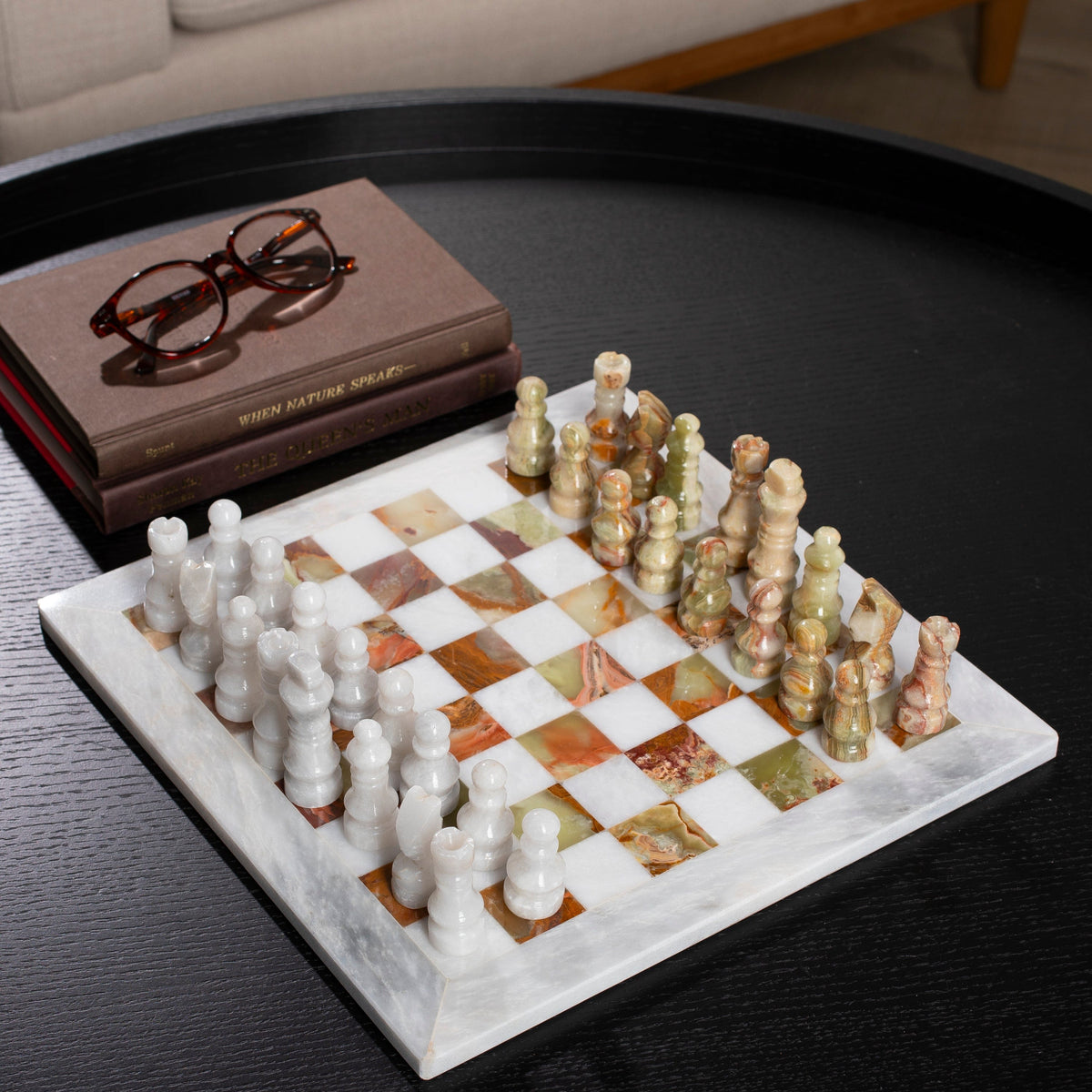 Green Onyx Hand-Carved Chess Set — Vault 88