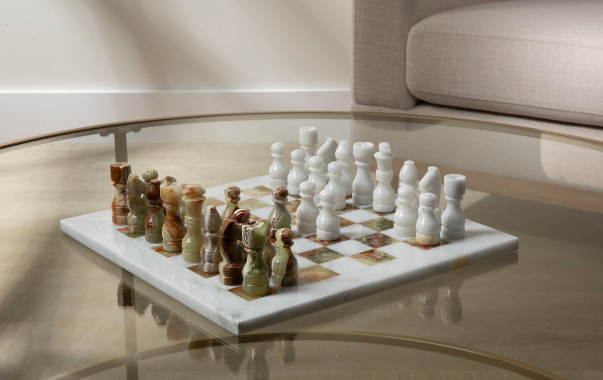 Green Onyx Hand-Carved Chess Set — Vault 88