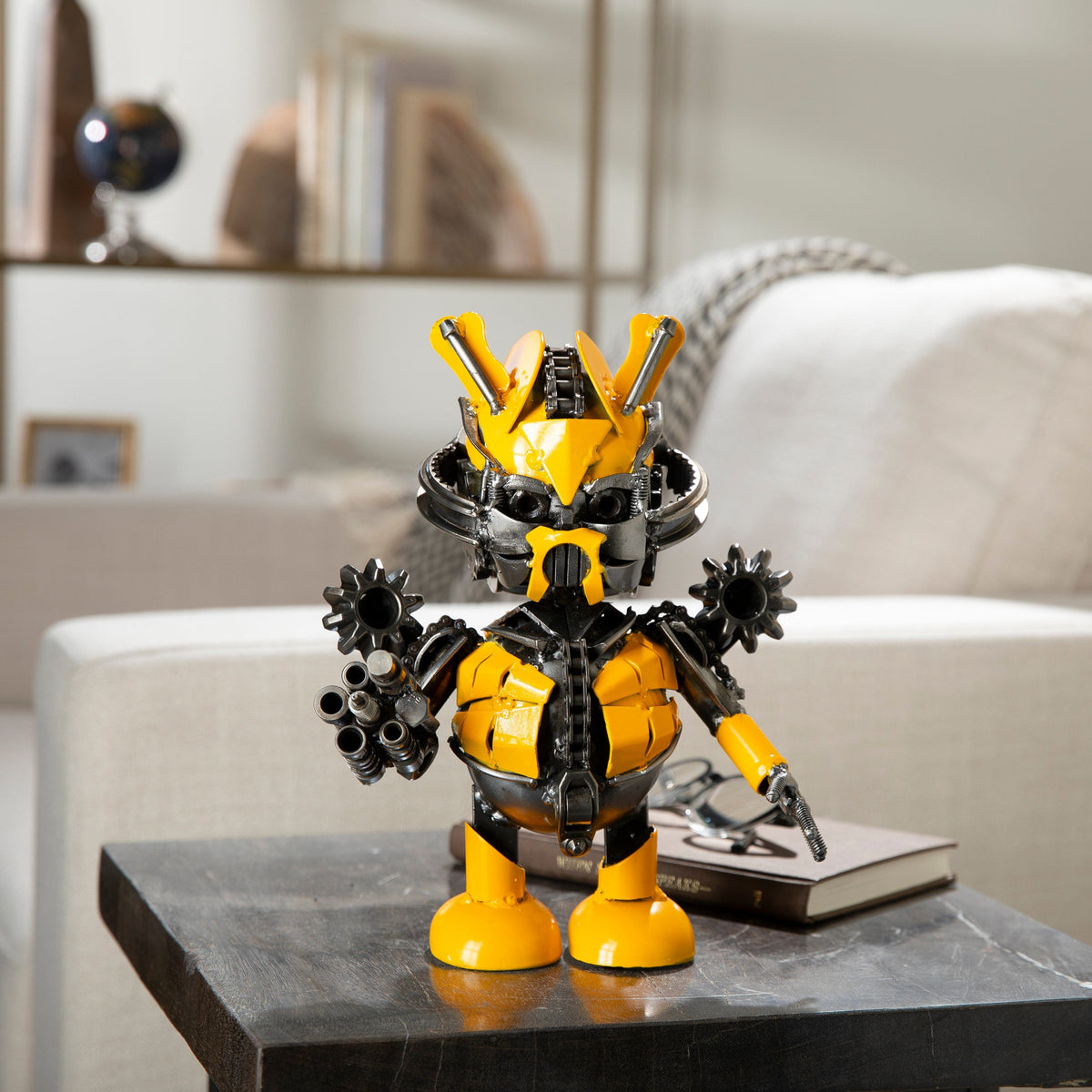 10" Bumblebee Inspired Recycled Metal Sculpture — Vault 88 recycled metal art