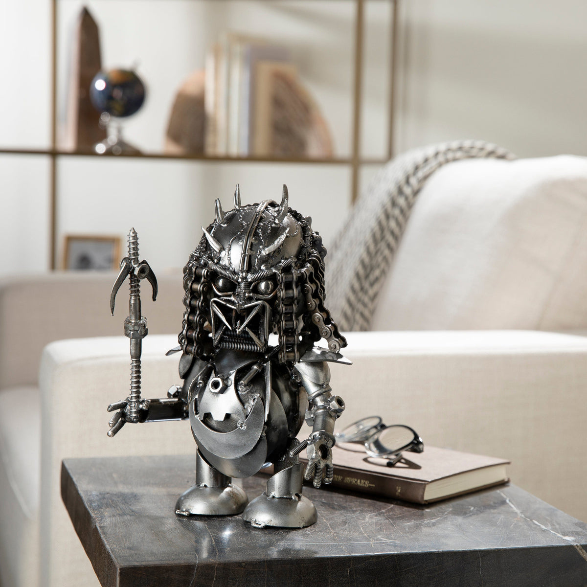 10" Predator Inspired Recycled Metal Sculpture — Vault 88 recycled metal art