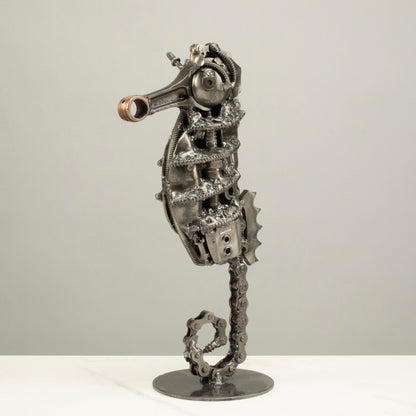 10" Seahorse Inspired Recycled Metal Sculpture — Vault 88 recycled metal art