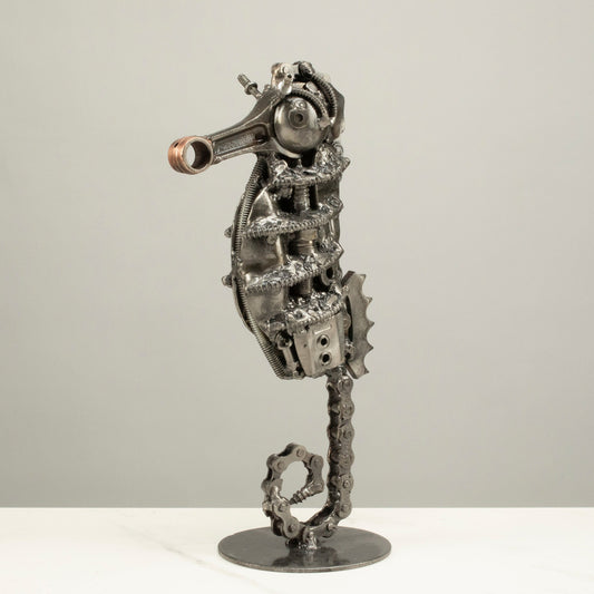 10" Seahorse Inspired Recycled Metal Sculpture — Vault 88 recycled metal art