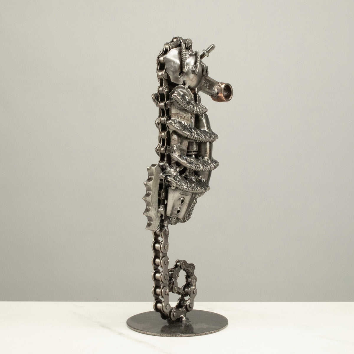 10" Seahorse Inspired Recycled Metal Sculpture — Vault 88 recycled metal art