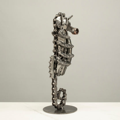 10" Seahorse Inspired Recycled Metal Sculpture — Vault 88 recycled metal art