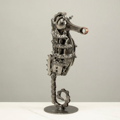 10" Seahorse Inspired Recycled Metal Sculpture — Vault 88 recycled metal art