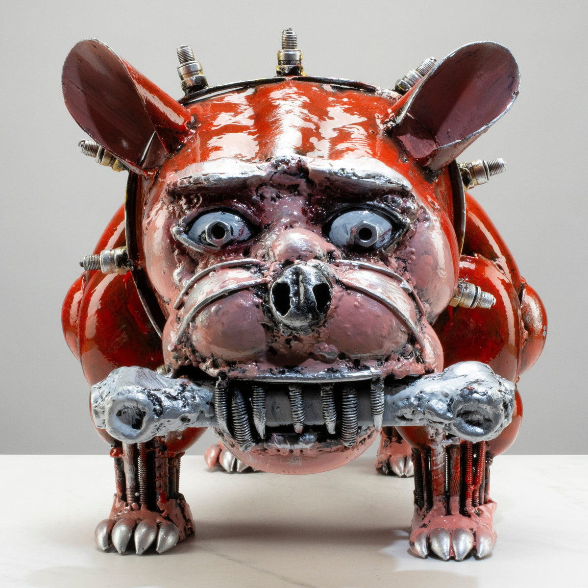 12" Bulldog Recycled Metal Art Sculpture — Vault 88 recycled metal art