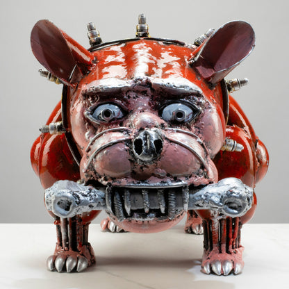 12" Bulldog Recycled Metal Art Sculpture — Vault 88 recycled metal art