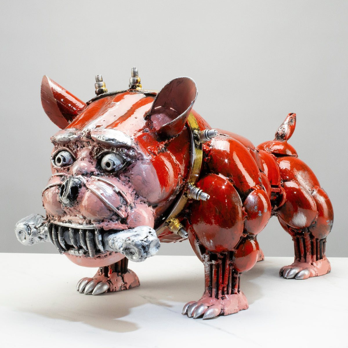 12" Bulldog Recycled Metal Art Sculpture — Vault 88 recycled metal art