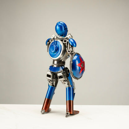 16" Captain America Inspired Recycled Metal Art Sculpture — Vault 88 recycled metal art