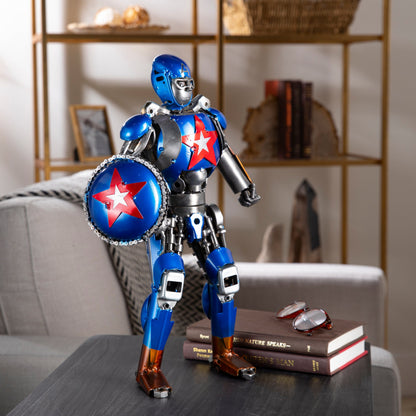 16" Captain America Inspired Recycled Metal Art Sculpture — Vault 88 recycled metal art