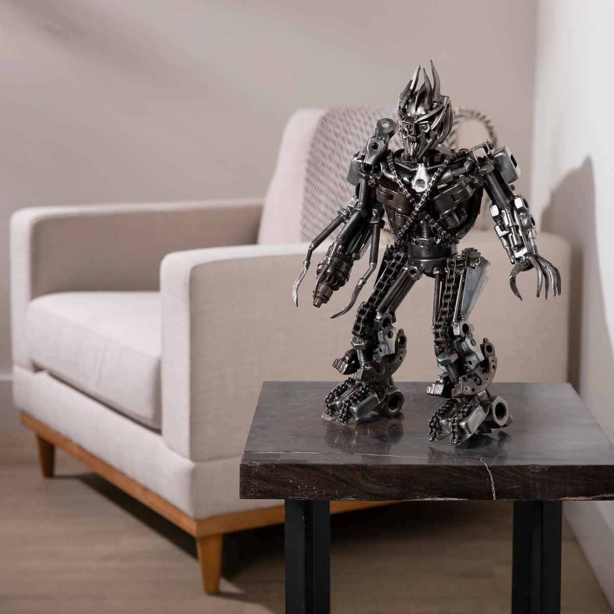 16" Megatron Inspired Recycled Metal Art Sculpture — Vault 88 recycled metal art
