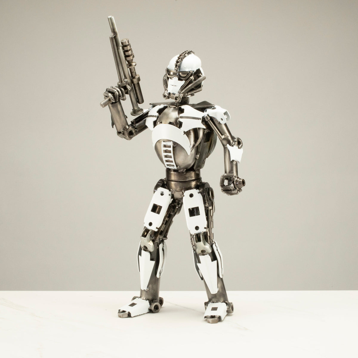 16" Stormtrooper Inspired Recycled Metal Sculpture — Vault 88 recycled metal art