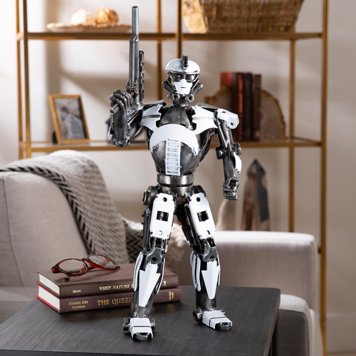 16" Stormtrooper Inspired Recycled Metal Sculpture — Vault 88 recycled metal art