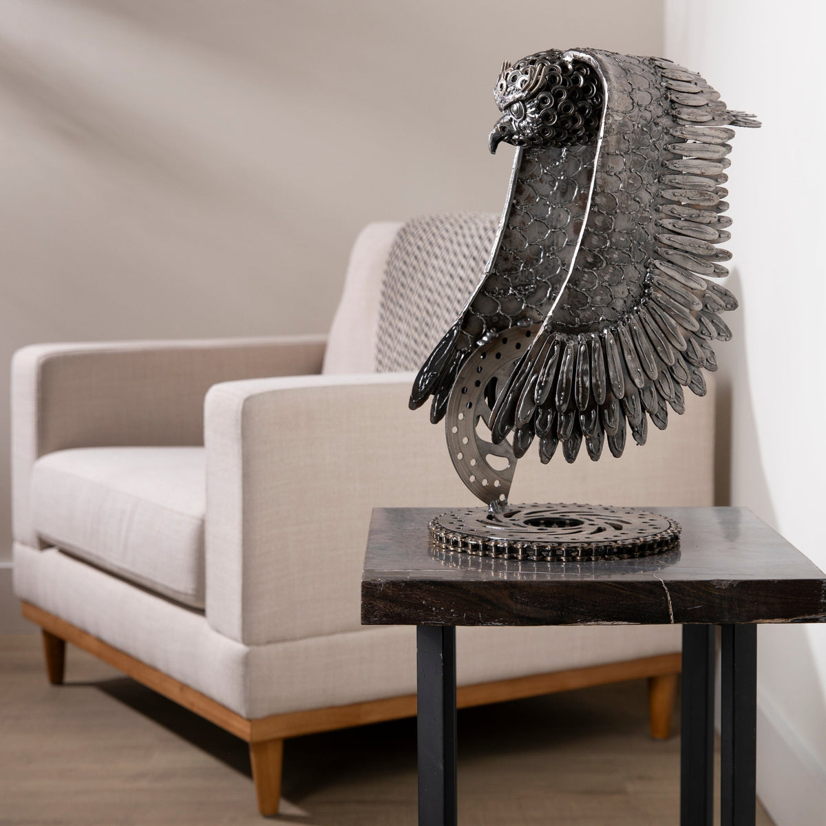 18" Owl Recycled Metal Art Sculpture — Vault 88 recycled metal art