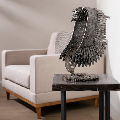 18" Owl Recycled Metal Art Sculpture — Vault 88 recycled metal art