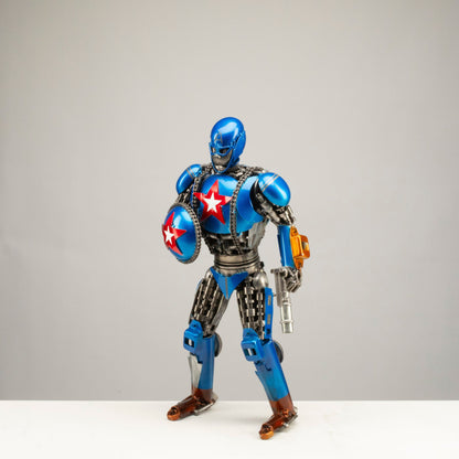 22" Captain America Inspired Recycled Metal Sculpture — Vault 88 recycled metal art