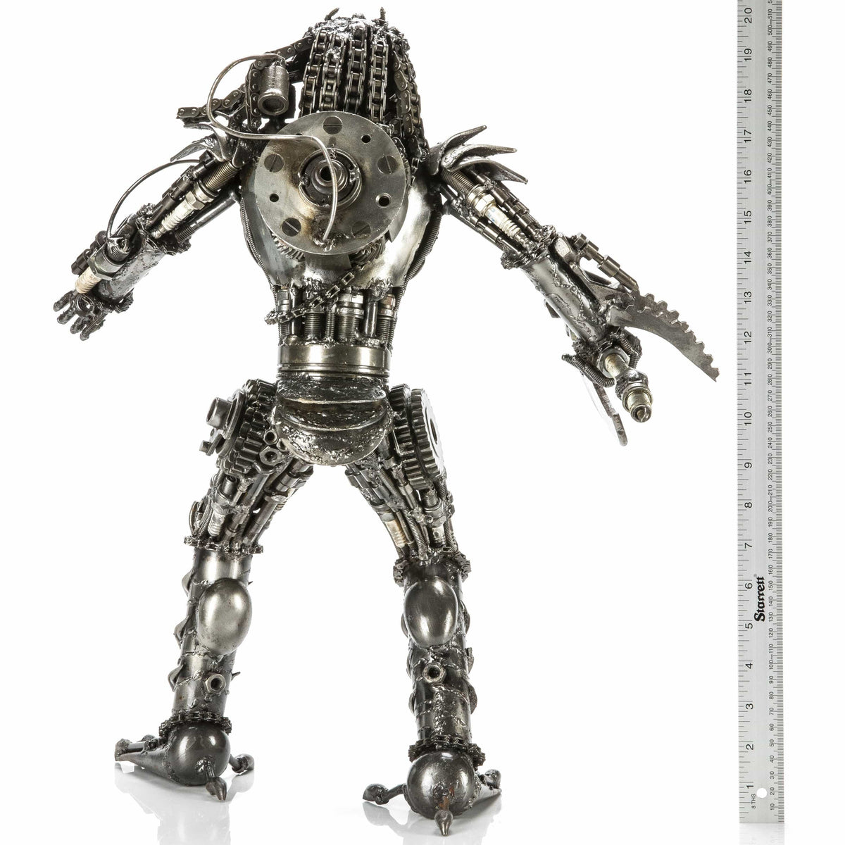 23" Predator with Axe Inspired Recycled Metal Sculpture — Vault 88 recycled metal art