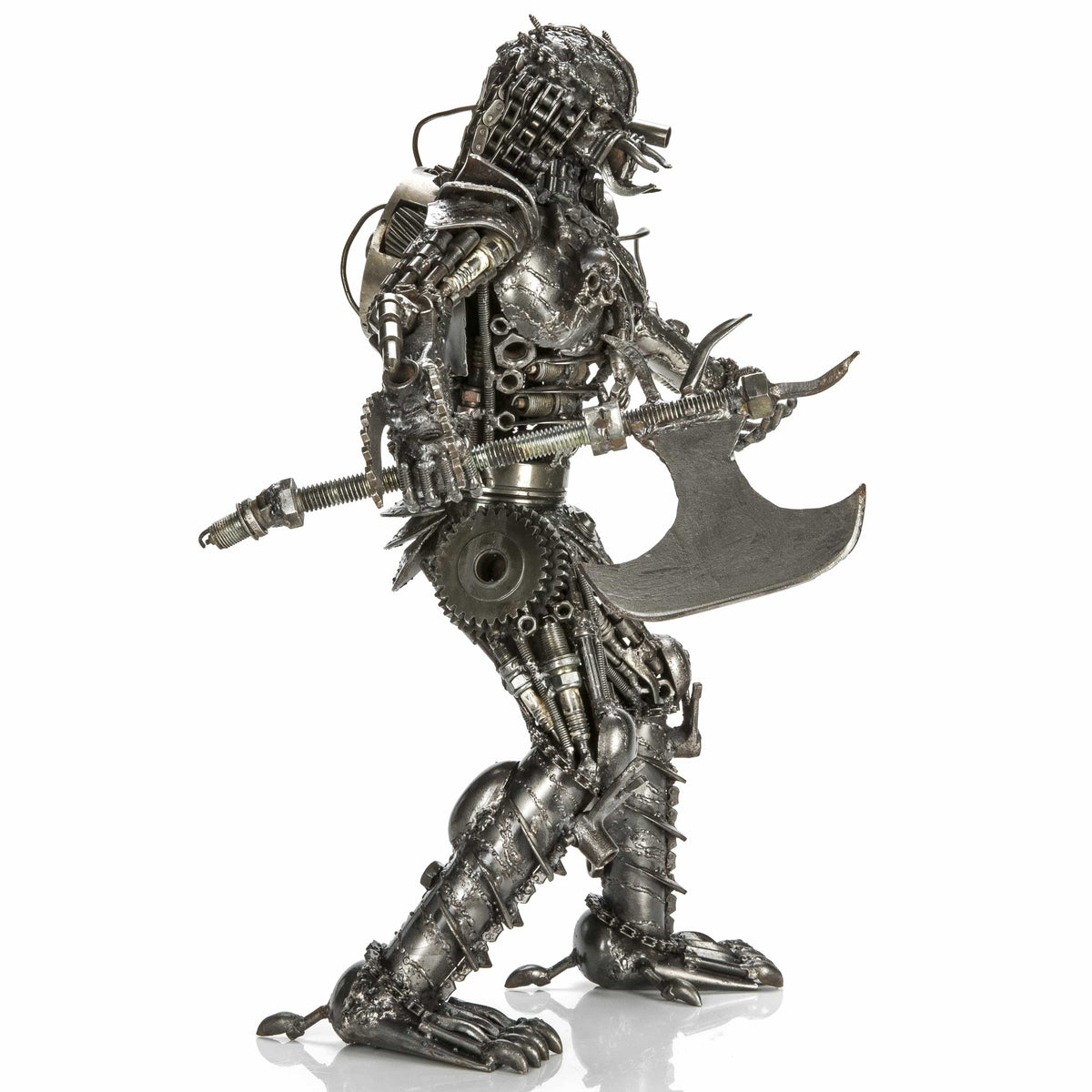 23" Predator with Axe Inspired Recycled Metal Sculpture — Vault 88 recycled metal art