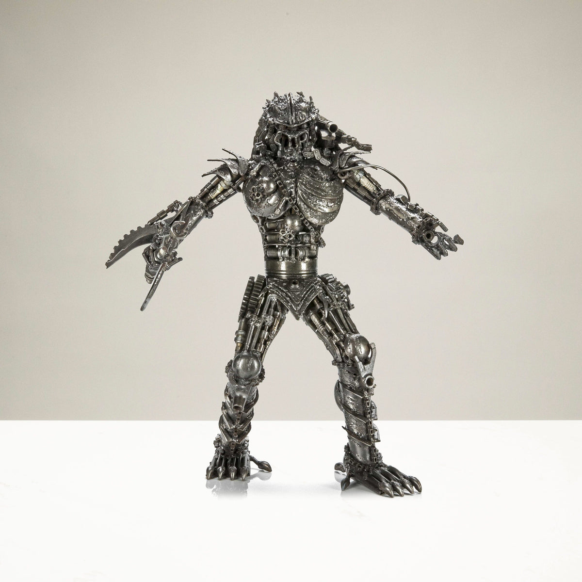 23" Predator with Axe Inspired Recycled Metal Sculpture — Vault 88 recycled metal art